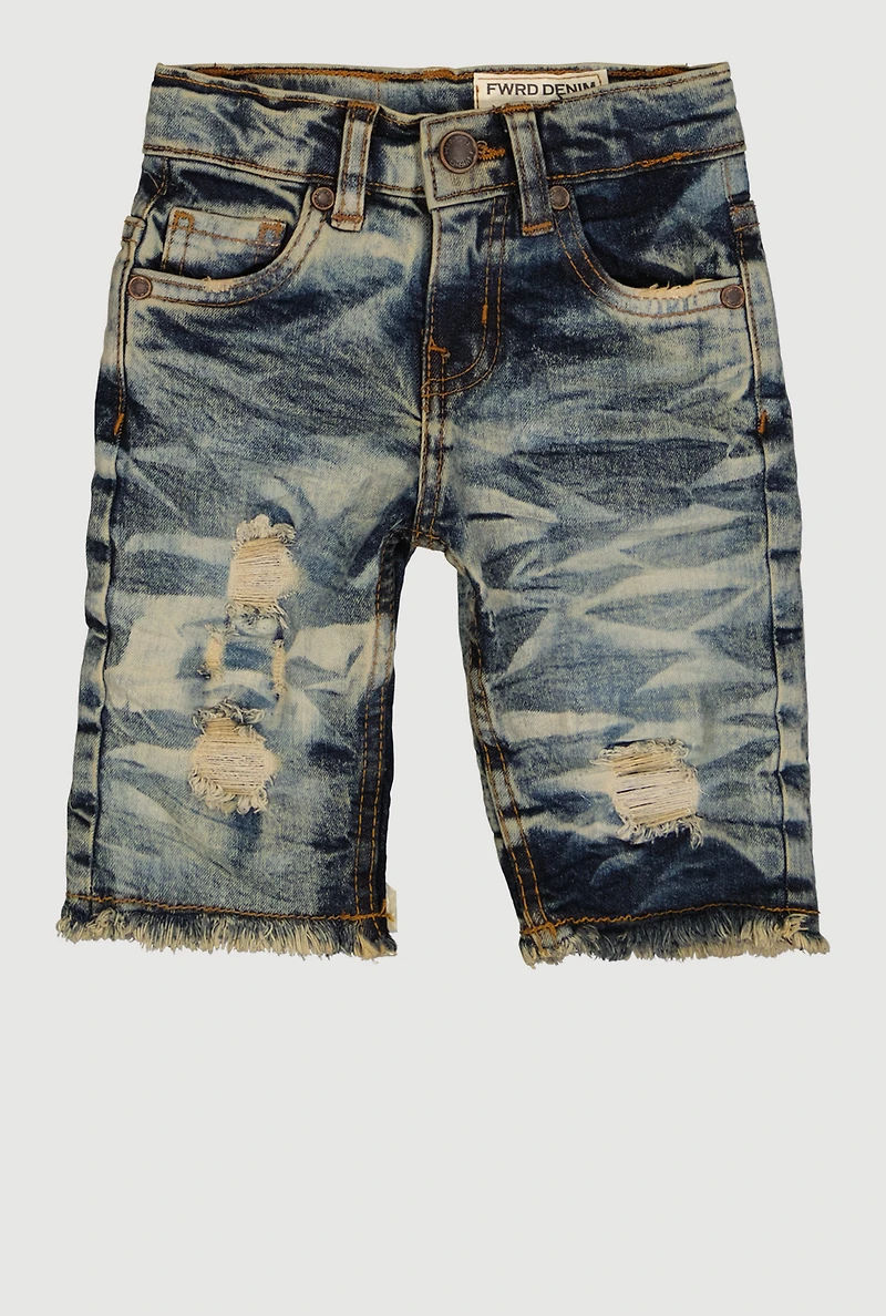Toddler Boys Whiskered Acid Wash Distressed Denim Shorts