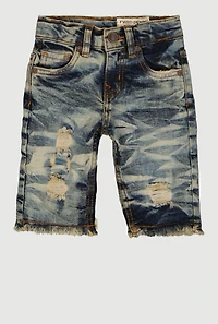 Toddler Boys Whiskered Acid Wash Distressed Denim Shorts