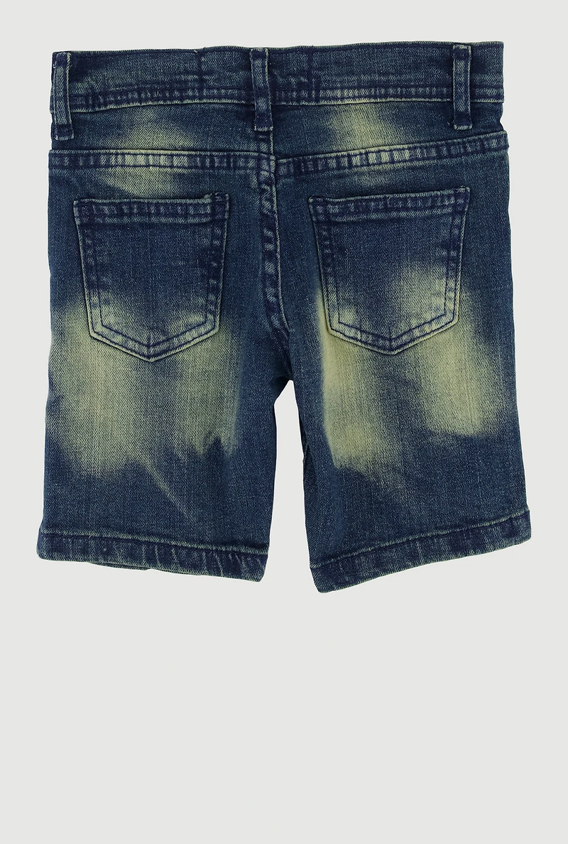 Toddler Boys Whiskered Paint Splattered Distressed Denim Shorts