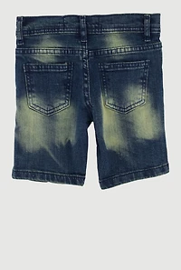 Toddler Boys Whiskered Paint Splattered Distressed Denim Shorts