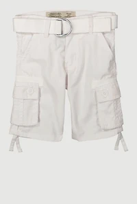 Toddler Boys Solid Belted Cargo Shorts, White, Size 4T