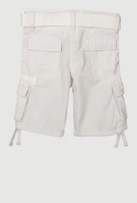 Toddler Boys Solid Belted Cargo Shorts, White, Size 4T
