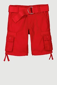 Toddler Boys Cargo D Ring Belted Shorts, Red, Size 4T