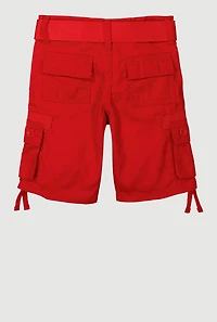 Toddler Boys Cargo D Ring Belted Shorts, Red, Size 4T
