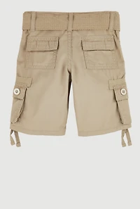 Toddler Boys Belted Cargo Pocket Shorts, Khaki, Size 2T