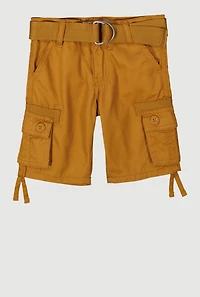 Toddler Boys Cargo Pocket D Ring Belted Shorts