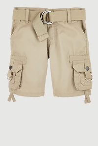Toddler Boys D Ring Belted Cargo Shorts, Khaki, Size 3T