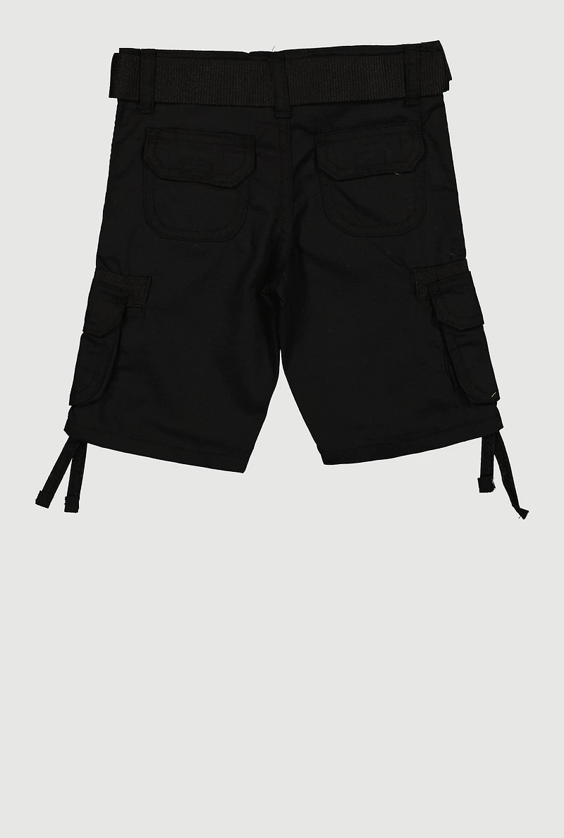 Toddler Boys Belted Cargo Shorts with Tassels