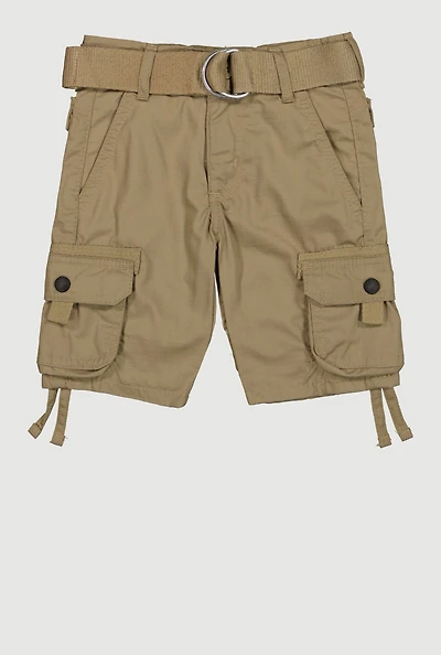 Toddler Boys Belted Tassel Detail Cargo Shorts