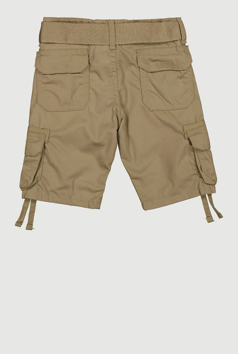 Toddler Boys Belted Tassel Detail Cargo Shorts