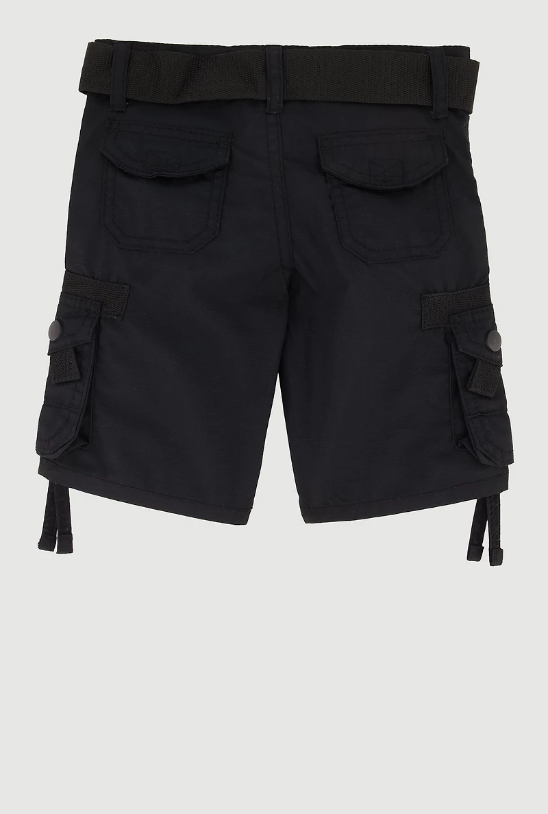 Toddler Boys Belted Cargo Shorts with Tassel Hem