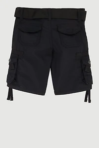 Toddler Boys Belted Cargo Shorts with Tassel Hem