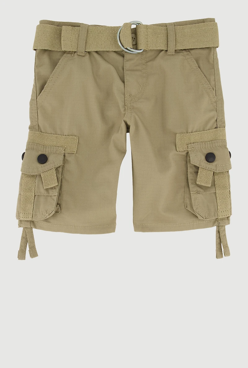 Toddler Boys Belted Cargo Shorts with Tassels