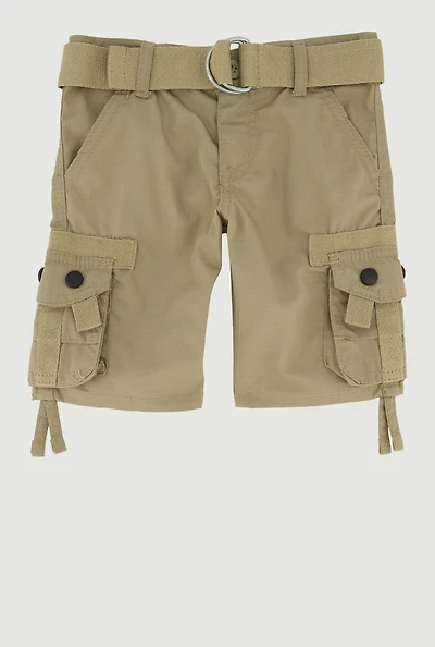 Toddler Boys Belted Cargo Shorts with Tassels