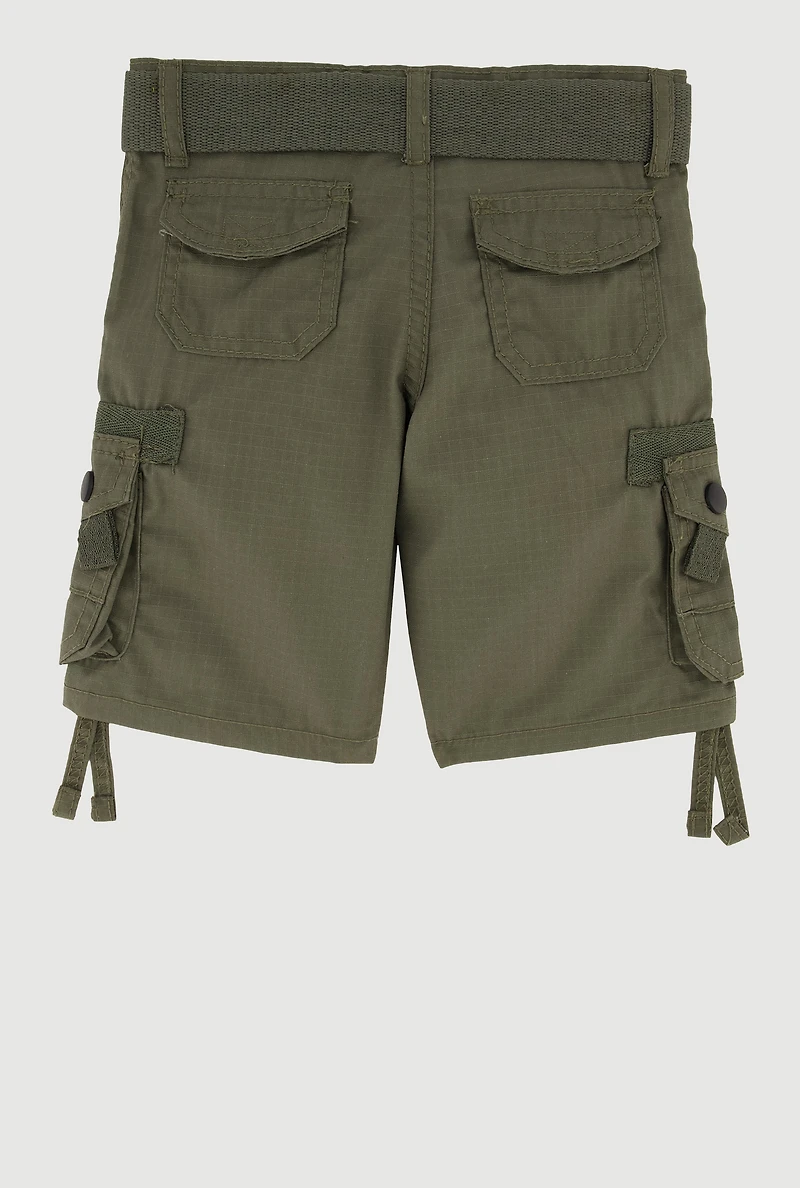 Toddler Boys Tassel Hem Cargo Shorts with Belt