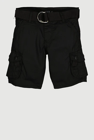 Toddler Boys D Ring Buckle Belt Cargo Pocket Shorts