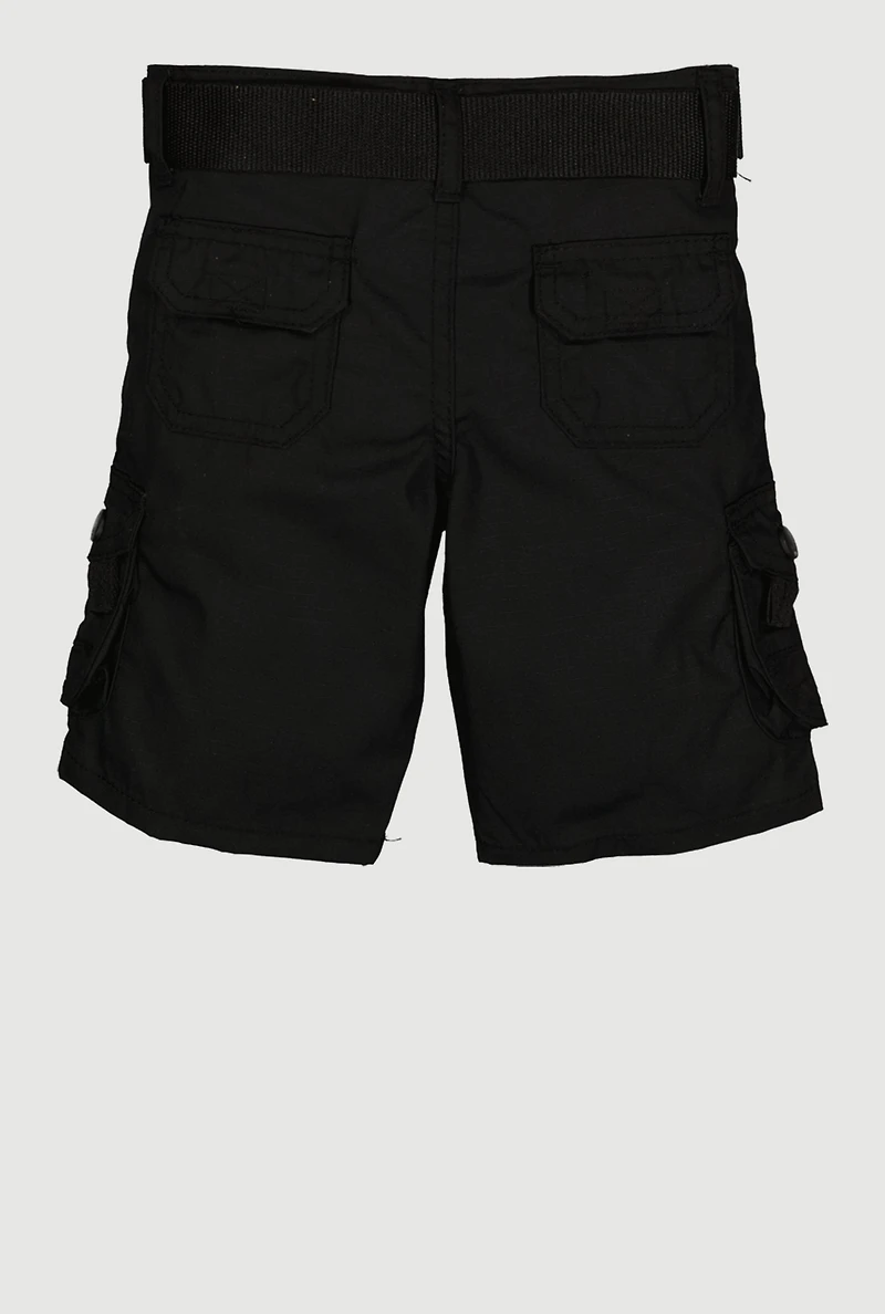 Toddler Boys D Ring Buckle Belt Cargo Pocket Shorts