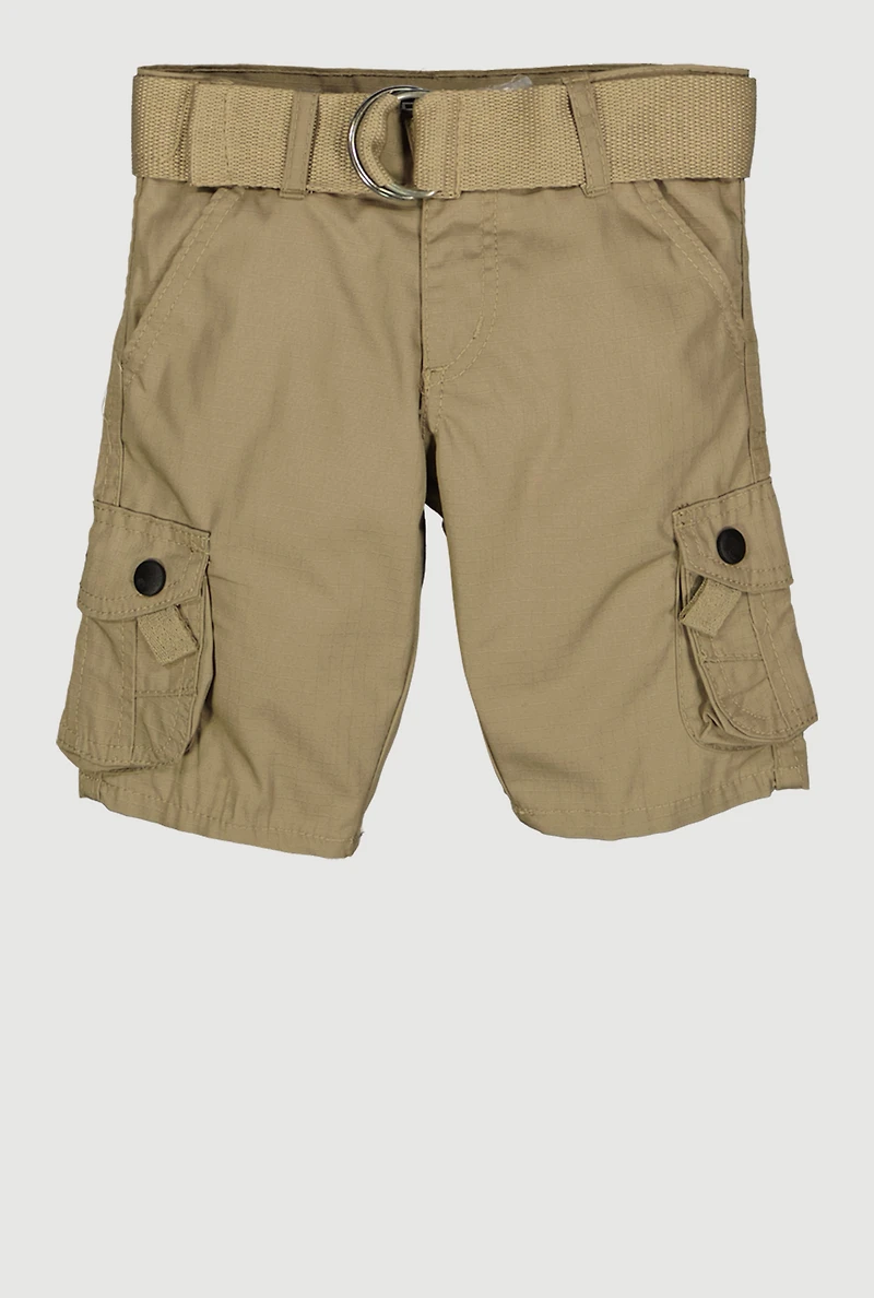 Toddler Boys D Ring Belted Cargo Pocket Shorts