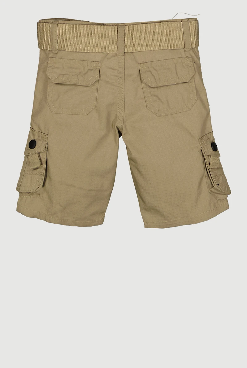 Toddler Boys D Ring Belted Cargo Pocket Shorts