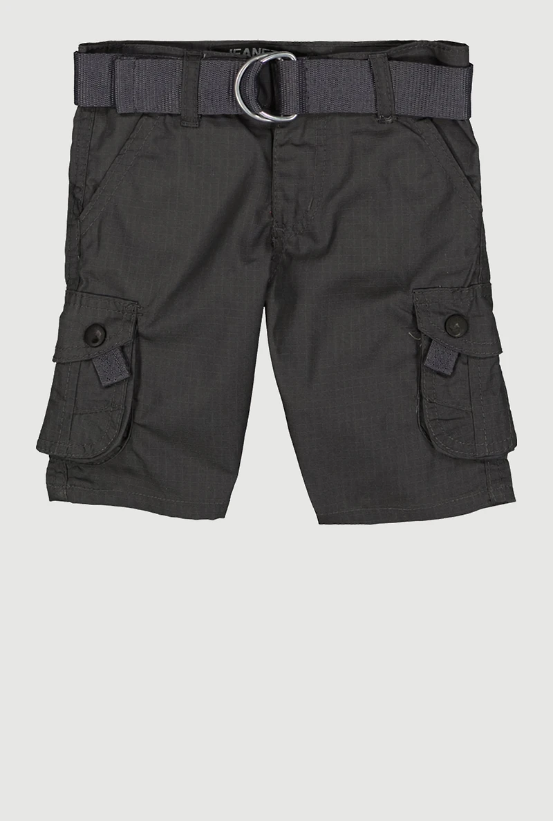 Toddler Boys Solid D Ring Buckle Belt Cargo Shorts