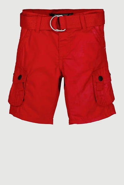 Toddler Boys Solid D Ring Buckle Belt Cargo Pocket Shorts