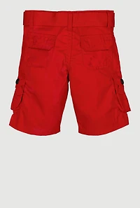 Toddler Boys Solid D Ring Buckle Belt Cargo Pocket Shorts