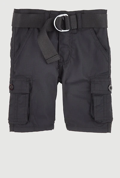 Toddler Boys Belted Cargo Shorts, Black, Size 4T