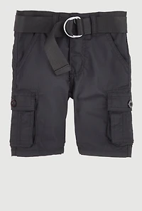 Toddler Boys Belted Cargo Shorts, Black, Size 2T
