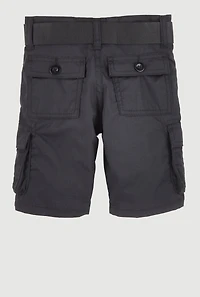 Toddler Boys Belted Cargo Shorts, Black, Size 2T