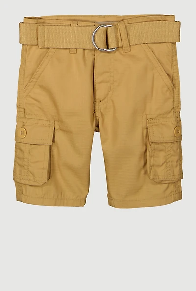Toddler Boys D Ring Belted Shorts, Khaki, Size 3T