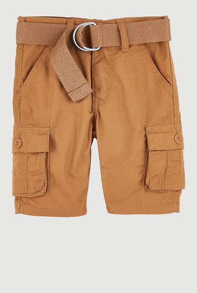 Toddler Boys Cargo Belted Shorts, Brown, Size 4T