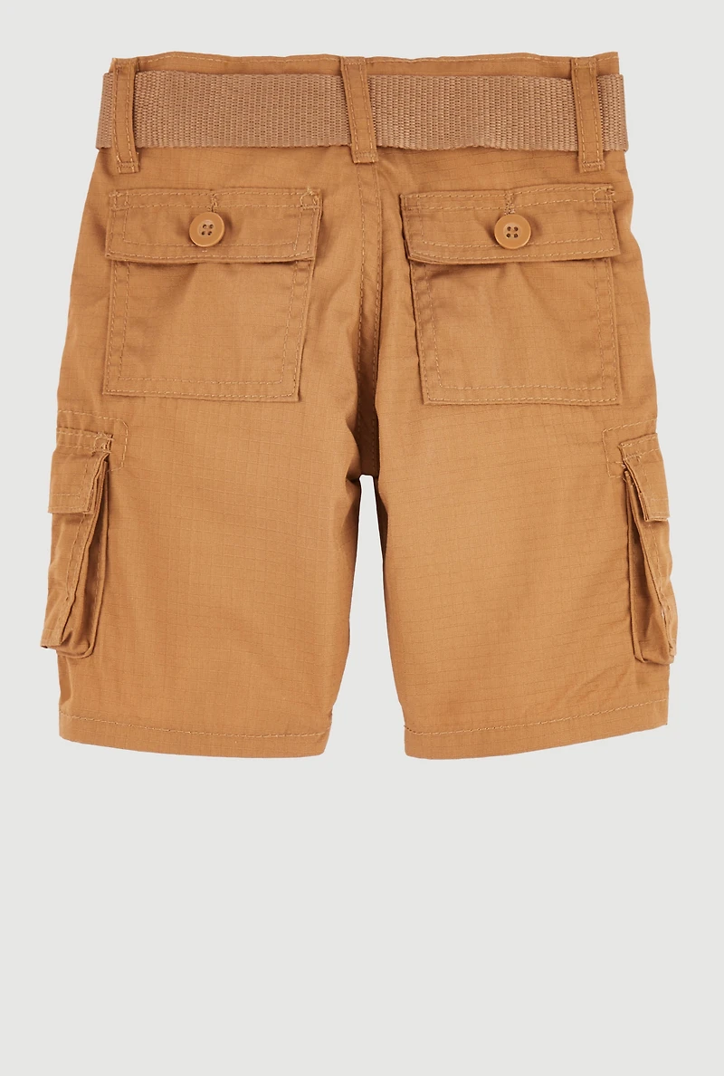 Toddler Boys Cargo Belted Shorts, Brown, Size 2T