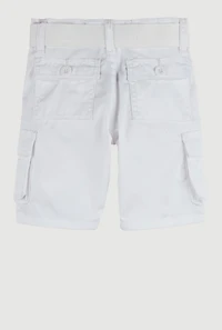 Toddler Boys Solid D Ring Belted Cargo Shorts, White, Size 2T