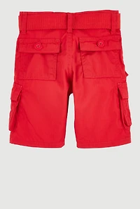 Toddler Boys D Ring Belted Cargo Pocket Shorts, Red, Size 3T