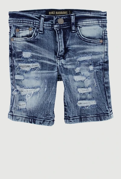 Toddler Boys Distressed Patch and Repair Denim Shorts