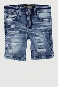 Toddler Boys Distressed Patch and Repair Denim Shorts