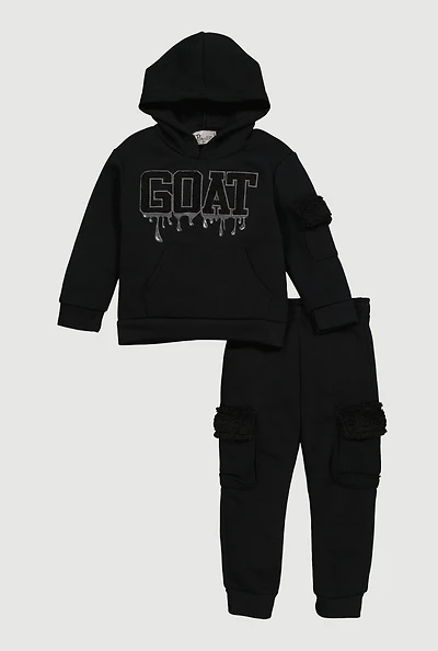 Toddler Boys Goat Graphic Hoodie and Cargo Joggers