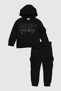 Toddler Boys Goat Graphic Hoodie and Cargo Joggers