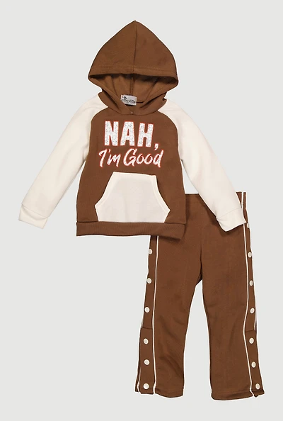 Toddler Boys Nah Im Good Graphic Hoodie and Sweatpants