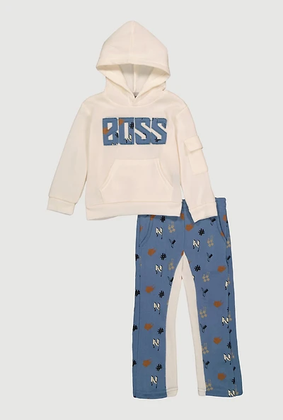 Toddler Boys Boss Graphic Hoodie and Sweatpants,