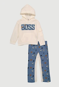 Toddler Boys Boss Graphic Hoodie and Sweatpants,