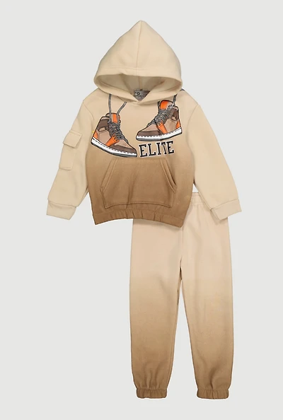 Toddler Boys Elite Graphic Hoodie and Sweatpants, Brown, Size 4T