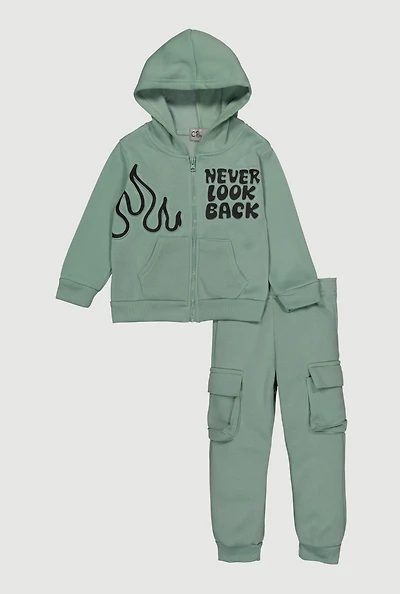 Toddler Boys Never Look Back Graphic Sweatshirt and Joggers, Green, Size 2T