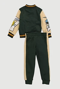 Toddler Boys NY Pro League Patch Graphic Varsity Jacket and Joggers, Green,