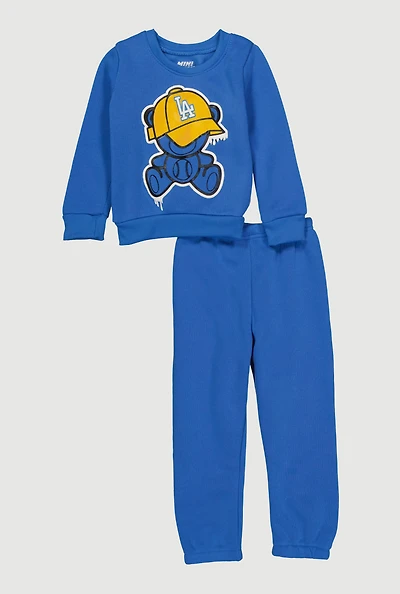 Toddler Boys Teddy Bear Graphic Sweatshirt and Sweatpants
