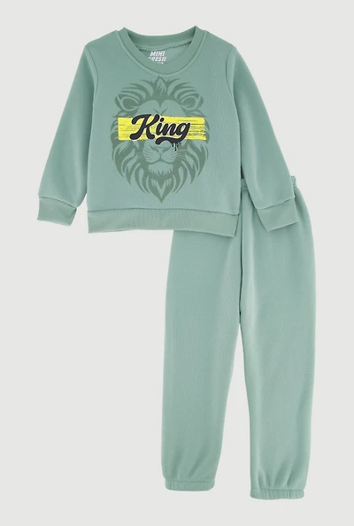 Toddler Boys King Lion Graphic Sweatshirt and Sweatpants Set