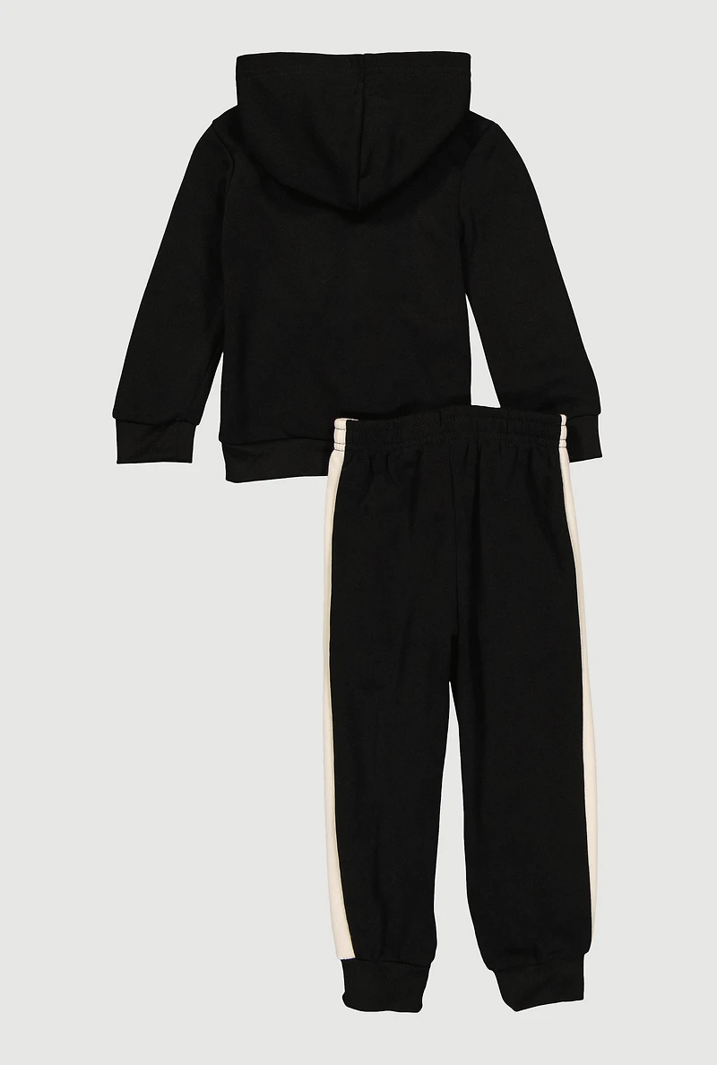 Toddler Boys Color Block King Graphic Hoodie and Joggers