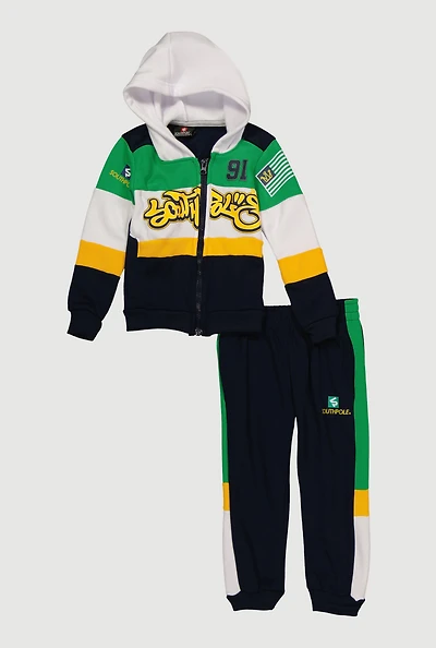 Toddler Boys Color Blocked Southpole Graphic Hoodie and Sweatpants, Multi, Size 4T