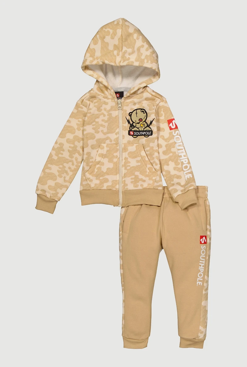 Toddler Boys Southpole Bear Graphic Camo Hoodie and Joggers