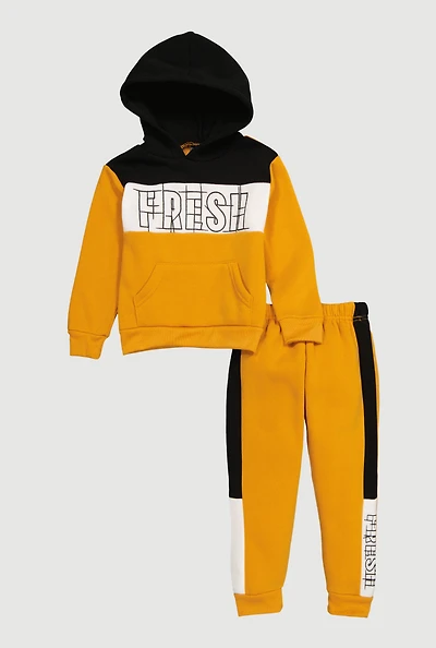 Toddler Boys Color Block Fresh Graphic Hoodie and Sweatpants
